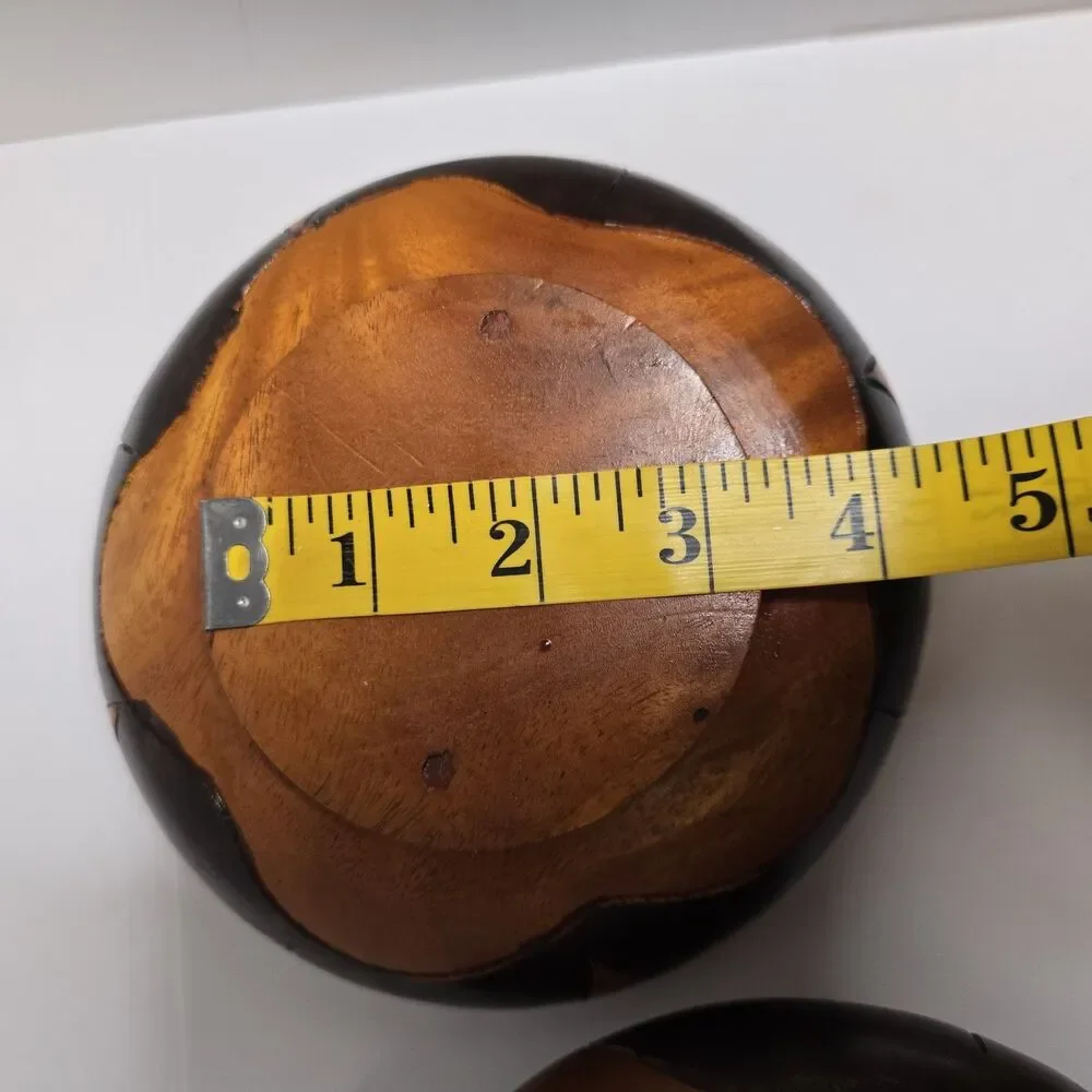 Vintage Wooden Two Toned Handmade Fish Bowls Set Of 2